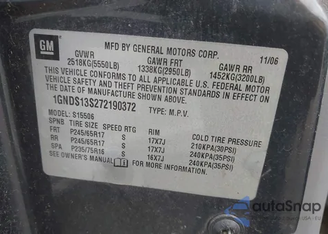 2007 Chevrolet Trailblazer Ls из США, поврежденный, VIN 1GNDS13S272190372